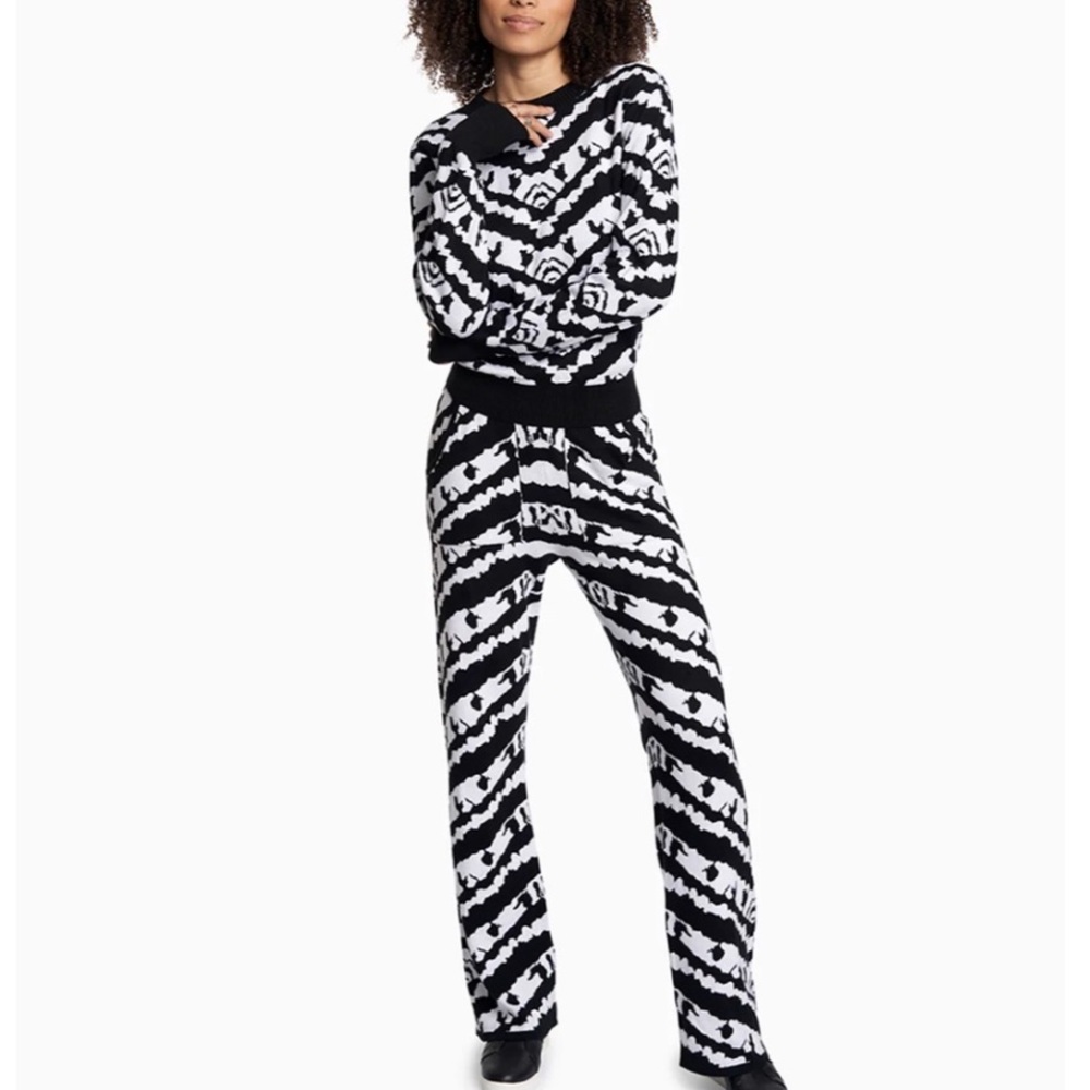 Yesand Certified Organic Cotton Cozy Black White Pull On Pants NEW Size M XL
